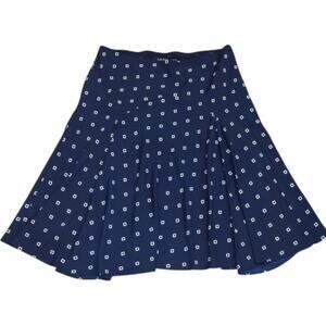 Lauren Ralph Lauren Blue Equestrian Geometric Midi Skirt Size 14 EUC